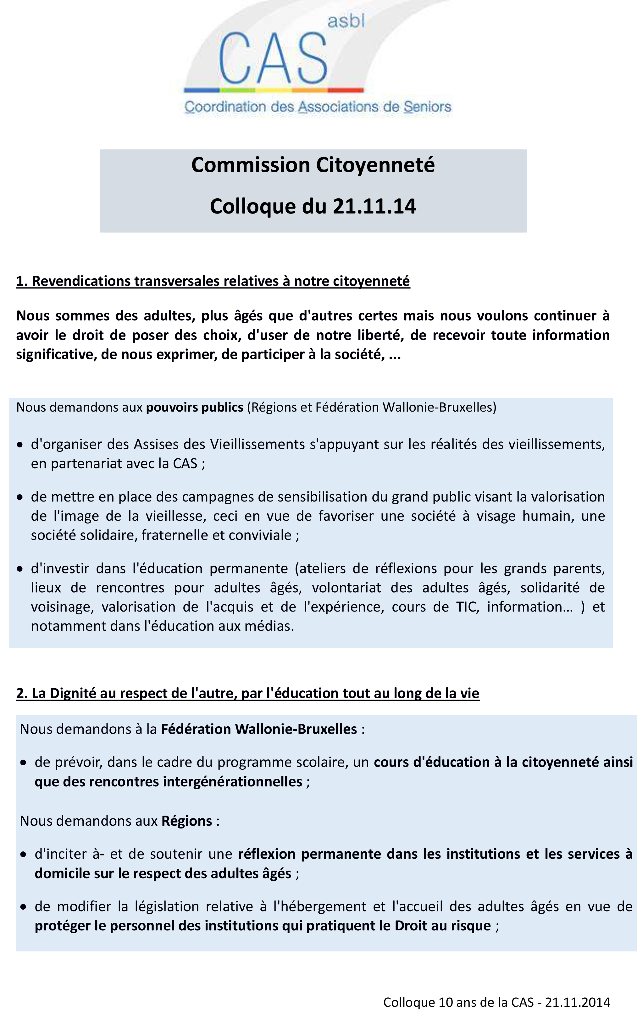 Colloque 10 ans de la CAS